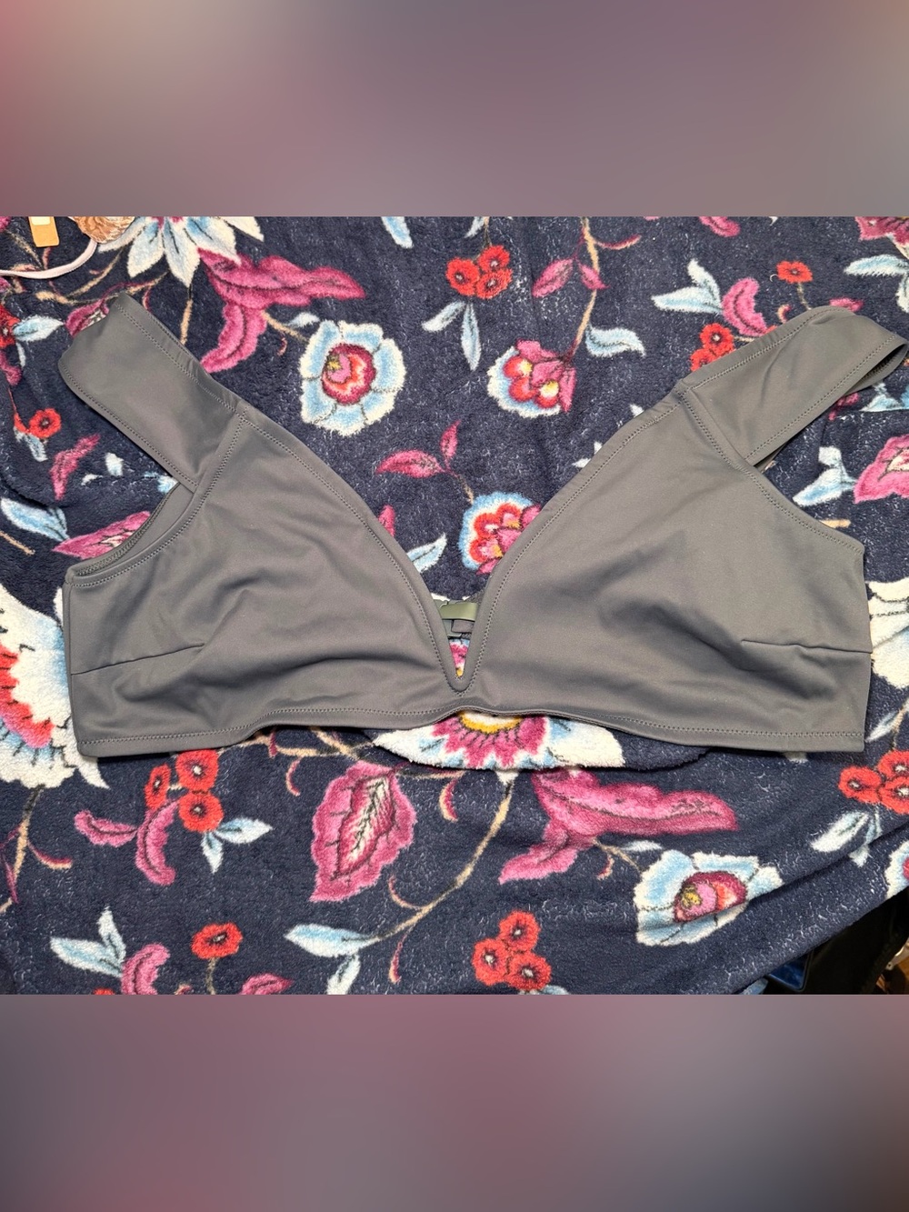 SKIMS Size 4X Sculpting Swim Off Shoulder Bikini Top Gunmetal Gray NWT